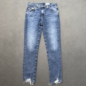 AG Adriano Goldschmied Jeans Womens 26 Blue Ex Boyfriend Slouchy Slim Raw Hem
